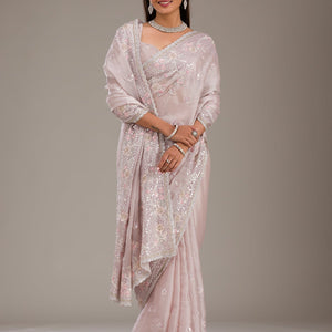 Light Grey Sequins Tissue Saree
