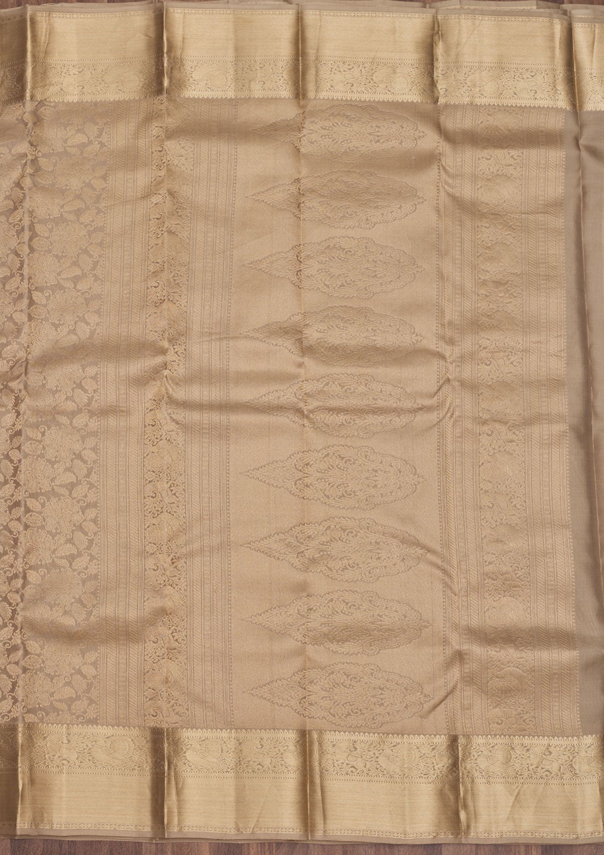 Light Brown Zariwork Pure Silk Saree