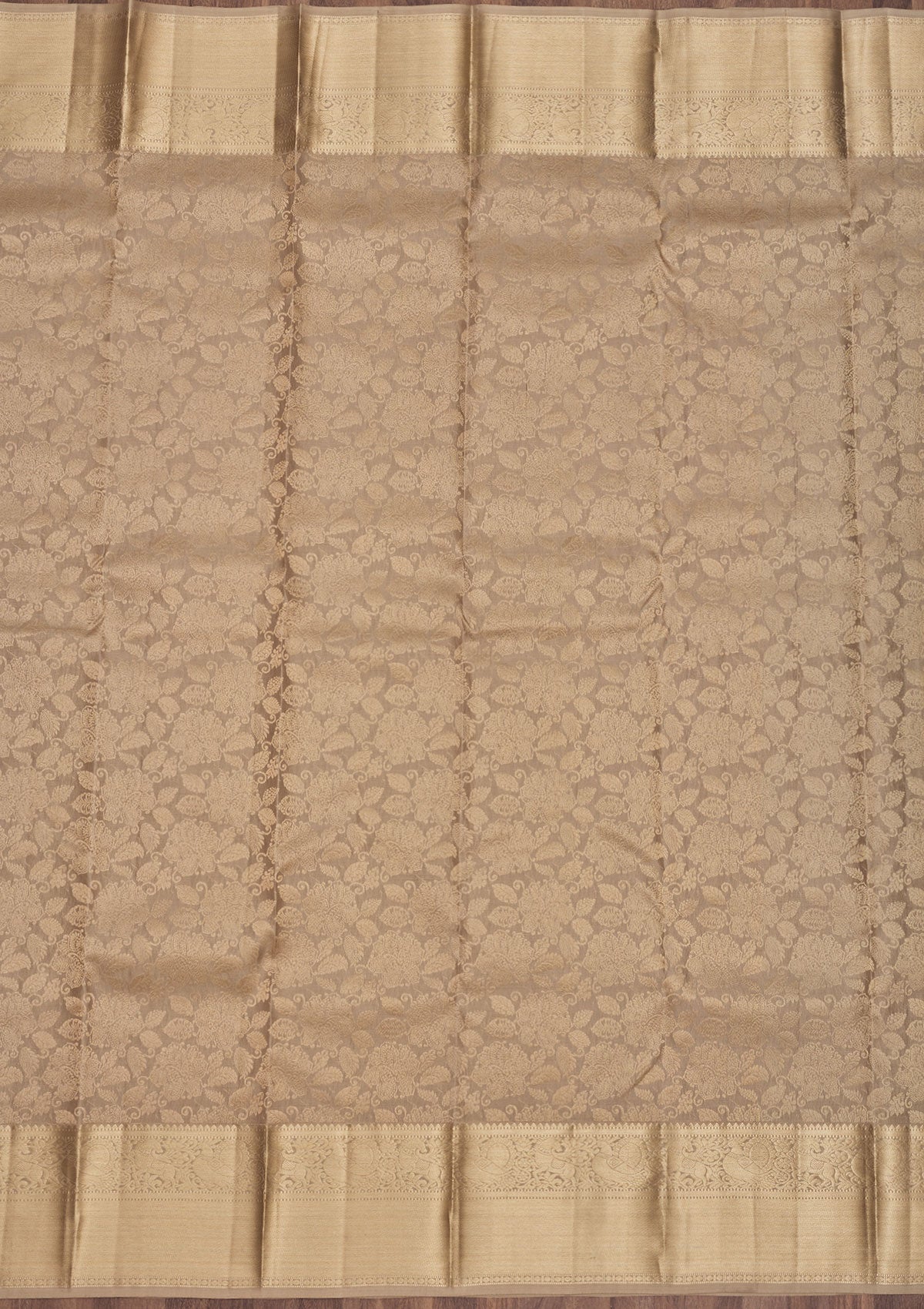 Light Brown Zariwork Pure Silk Saree