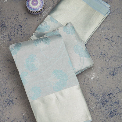 Light Grey Zariwork Pure Silk Saree