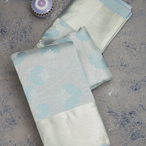 Light Grey Zariwork Pure Silk Saree