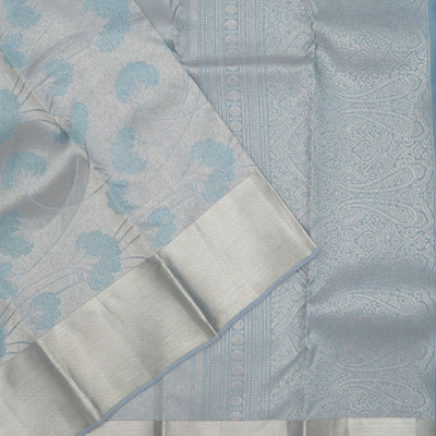 Light Grey Zariwork Pure Silk Saree
