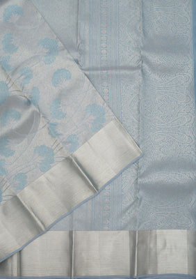 Light Grey Zariwork Pure Silk Saree