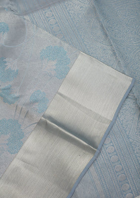 Light Grey Zariwork Pure Silk Saree