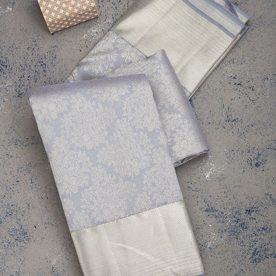 Grey Zariwork Pure Silk Saree