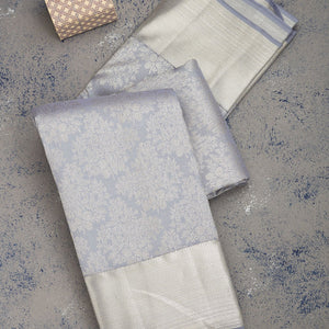 Grey Zariwork Pure Silk Saree