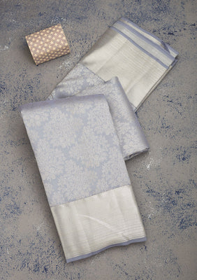 Grey Zariwork Pure Silk Saree