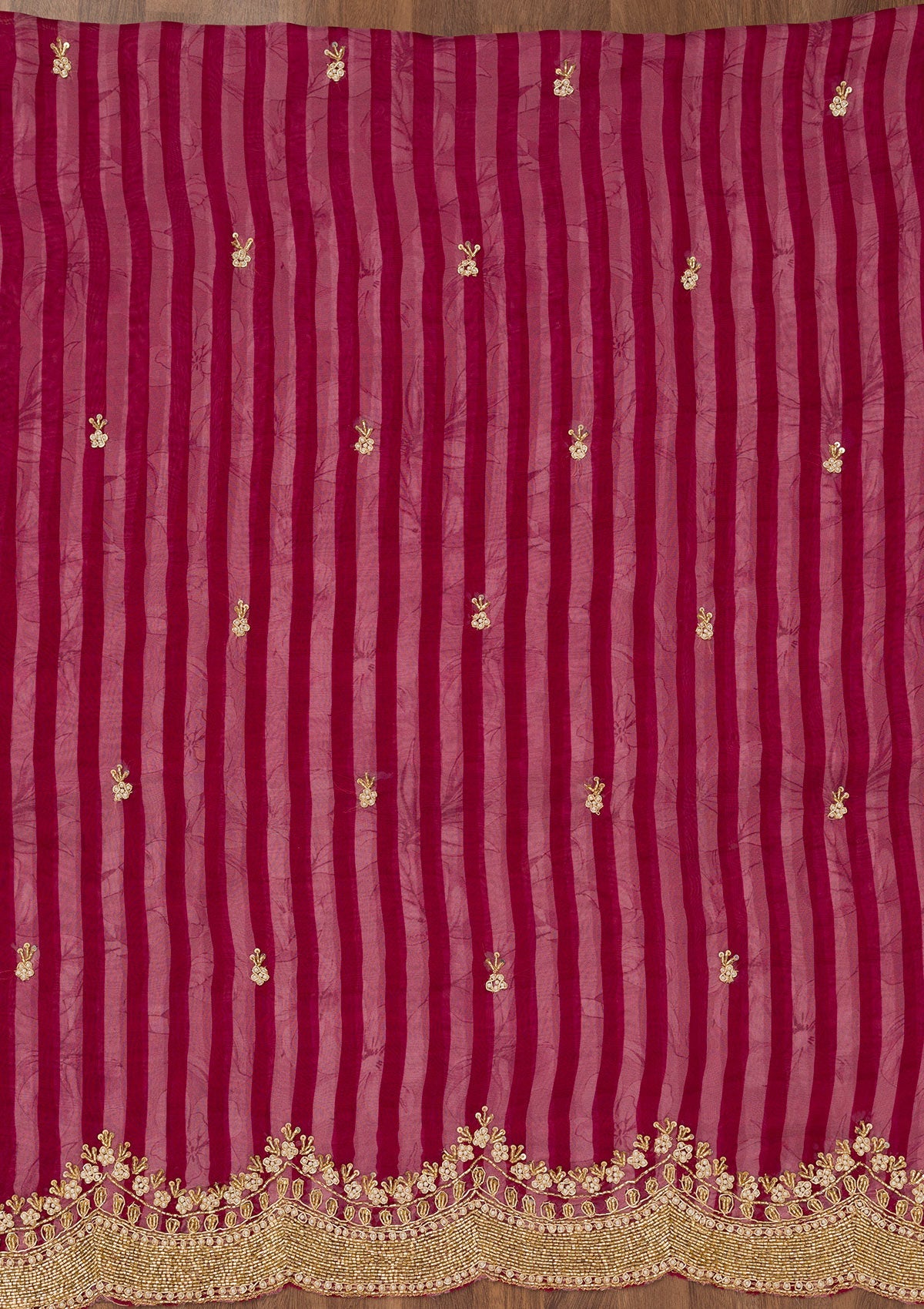 Magenta Pink Cutdana Semi Crepe Unstitched Salwar Suit
