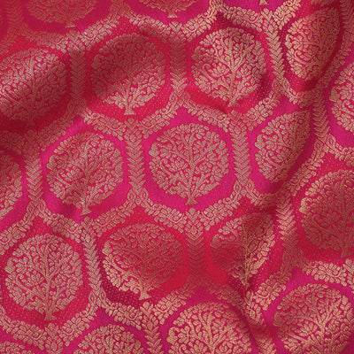 Magenta Pink Zariwork Pure Silk Saree