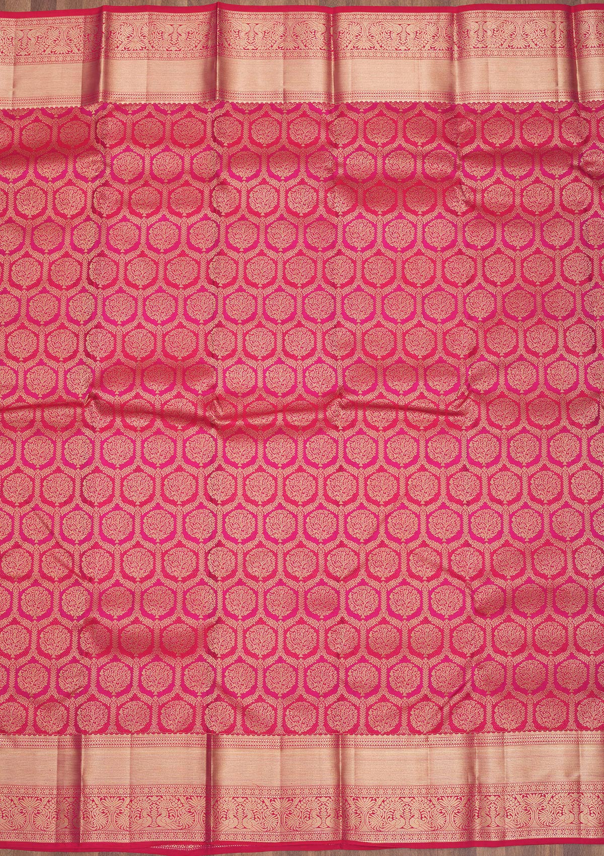 Magenta Pink Zariwork Pure Silk Saree
