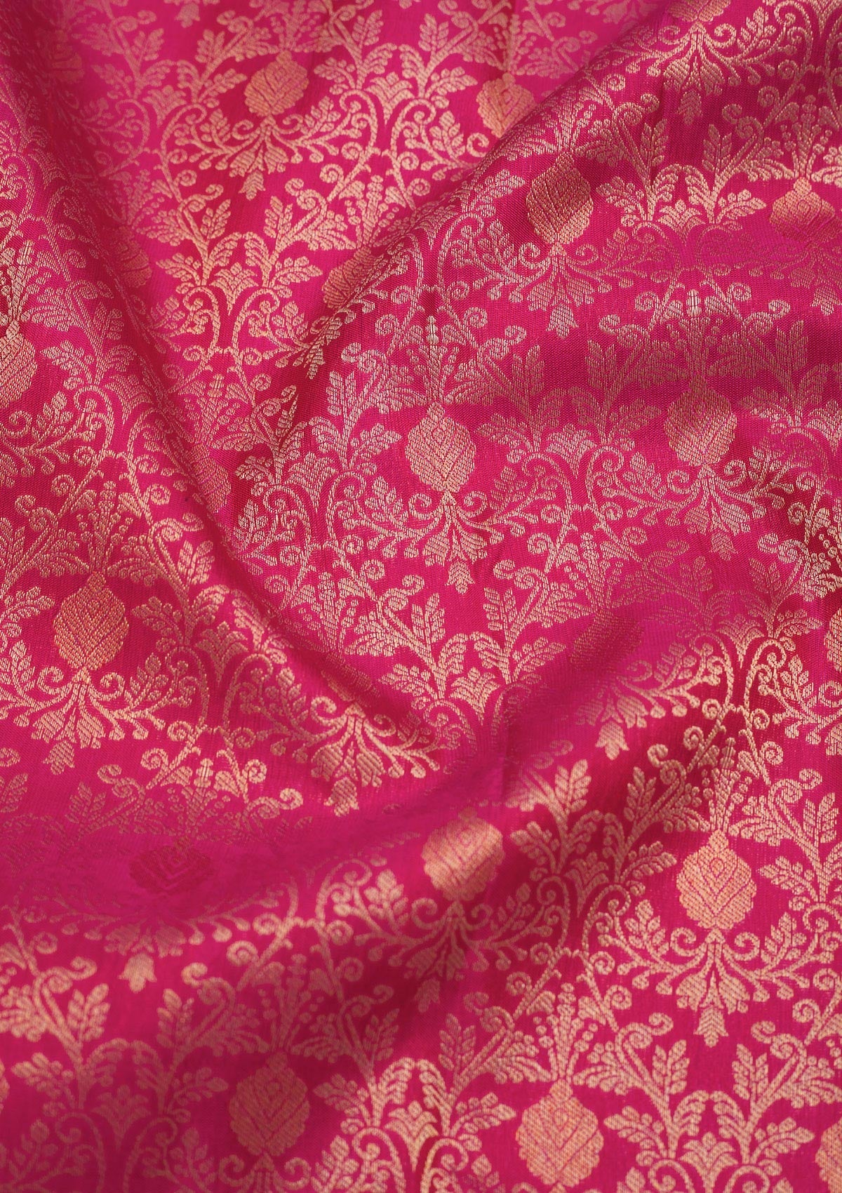 Magenta Pink Zariwork Pure Silk Saree