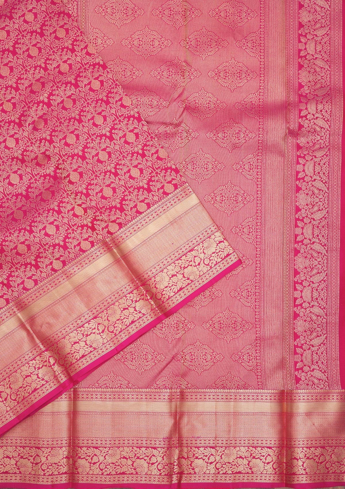Magenta Pink Zariwork Pure Silk Saree