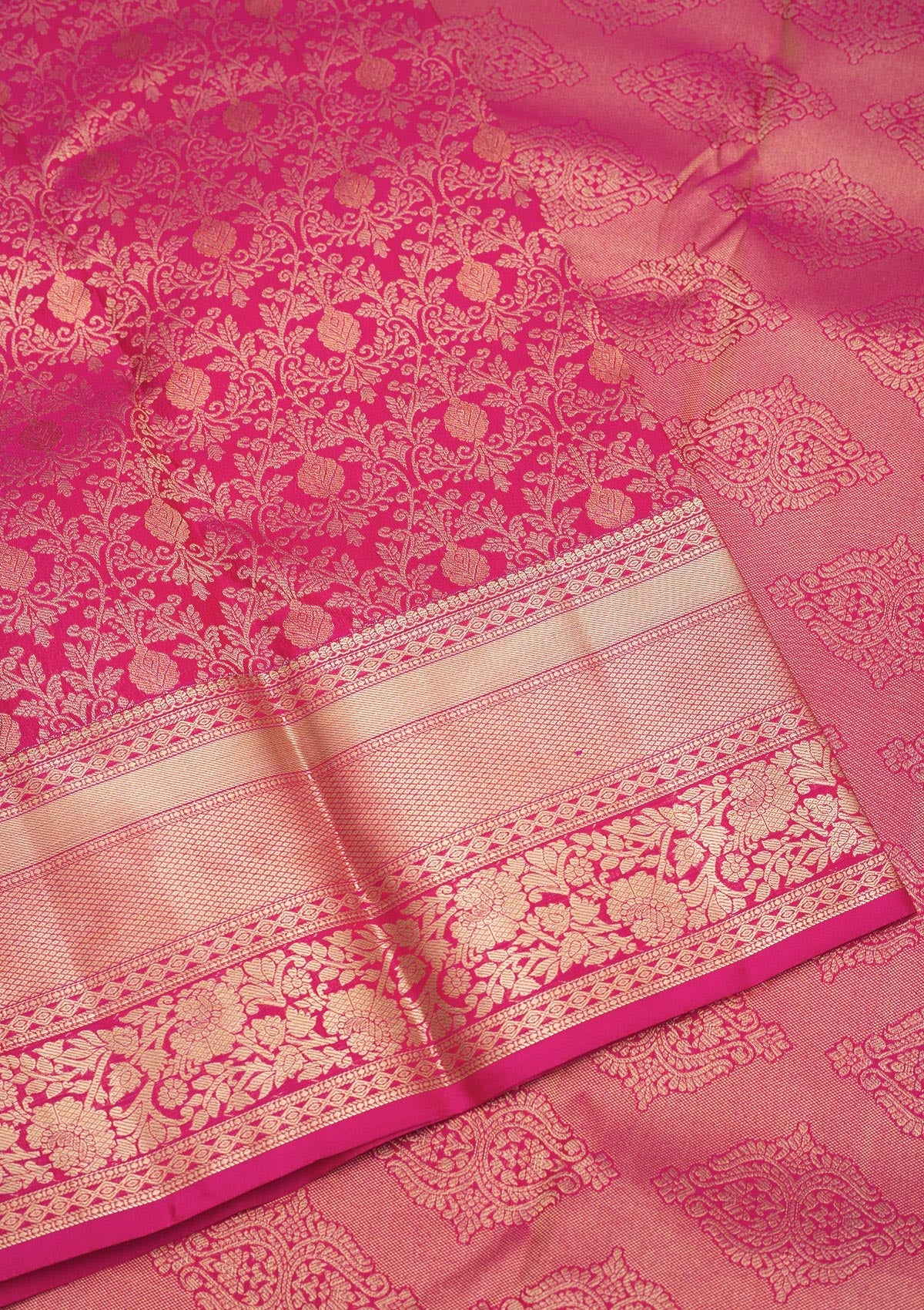 Magenta Pink Zariwork Pure Silk Saree
