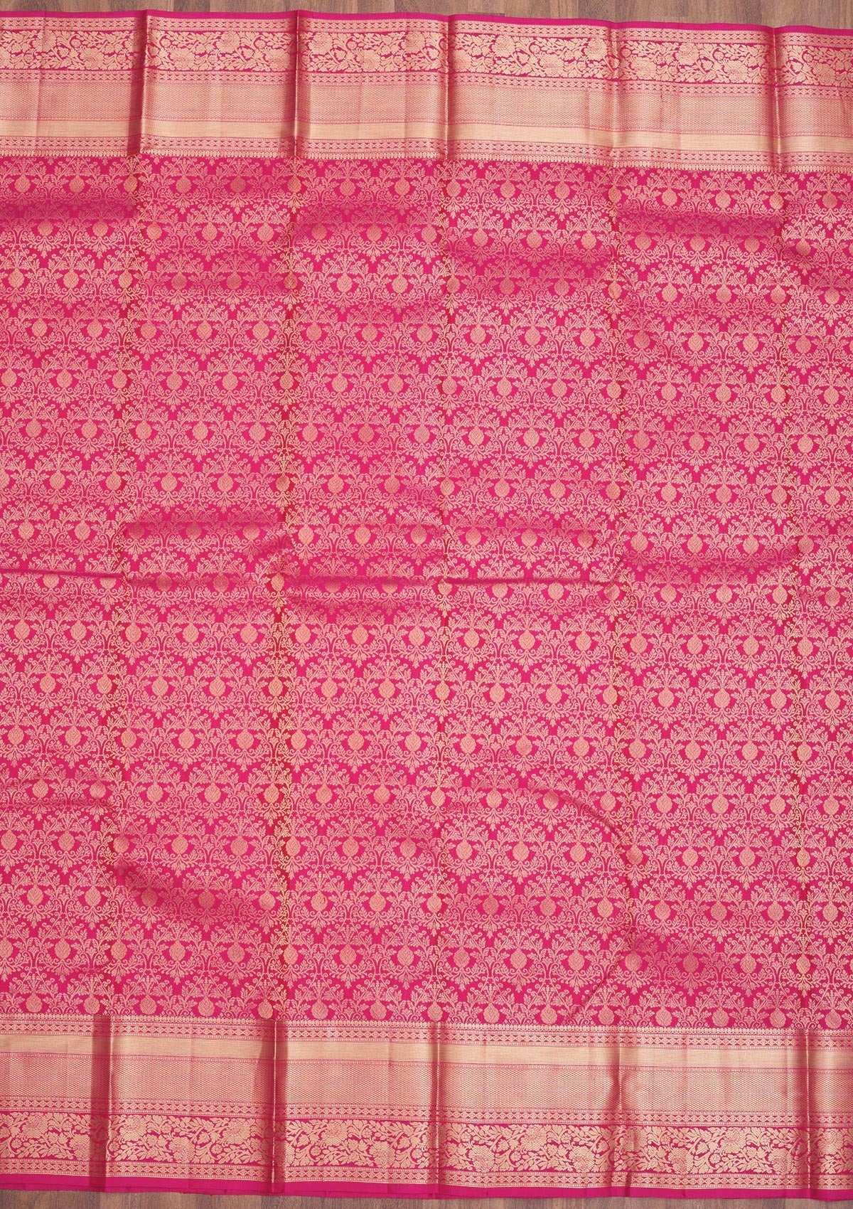 Magenta Pink Zariwork Pure Silk Saree