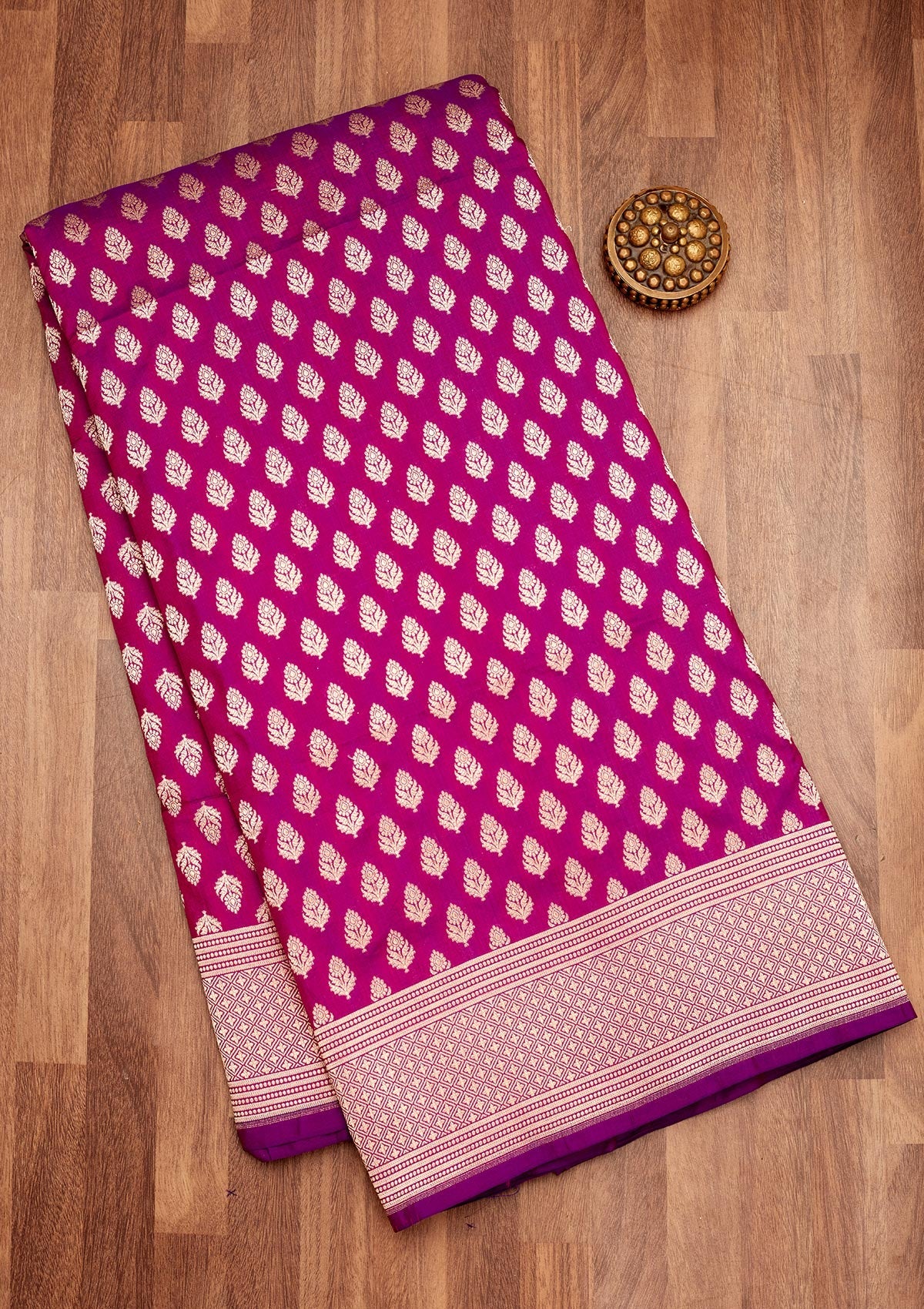 Magenta Pink Zariwork Pure Silk Saree