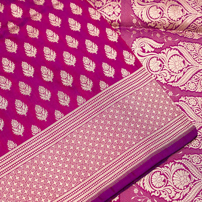 Magenta Pink Zariwork Pure Silk Saree
