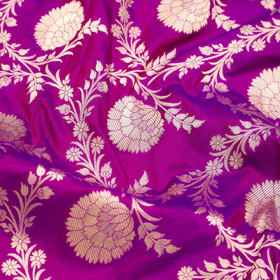 Magenta Pink Zariwork Pure Silk Saree