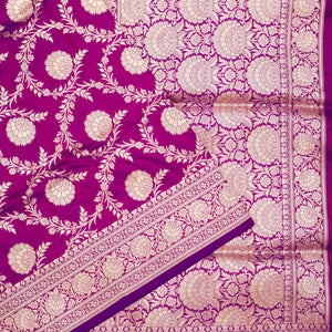 Magenta Pink Zariwork Pure Silk Saree