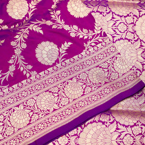 Magenta Pink Zariwork Pure Silk Saree