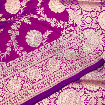 Magenta Pink Zariwork Pure Silk Saree