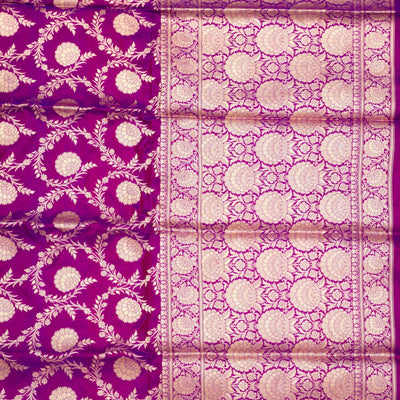 Magenta Pink Zariwork Pure Silk Saree