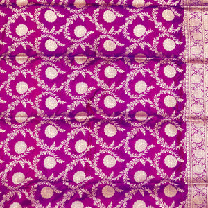 Magenta Pink Zariwork Pure Silk Saree