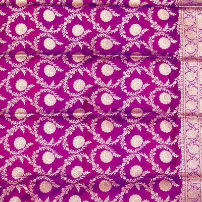 Magenta Pink Zariwork Pure Silk Saree