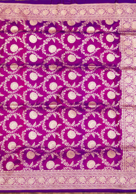 Magenta Pink Zariwork Pure Silk Saree