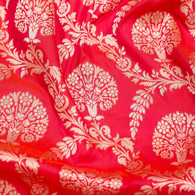 Magenta Pink Zariwork Pure Silk Saree