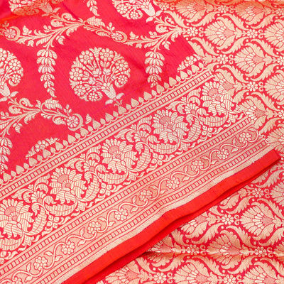 Magenta Pink Zariwork Pure Silk Saree