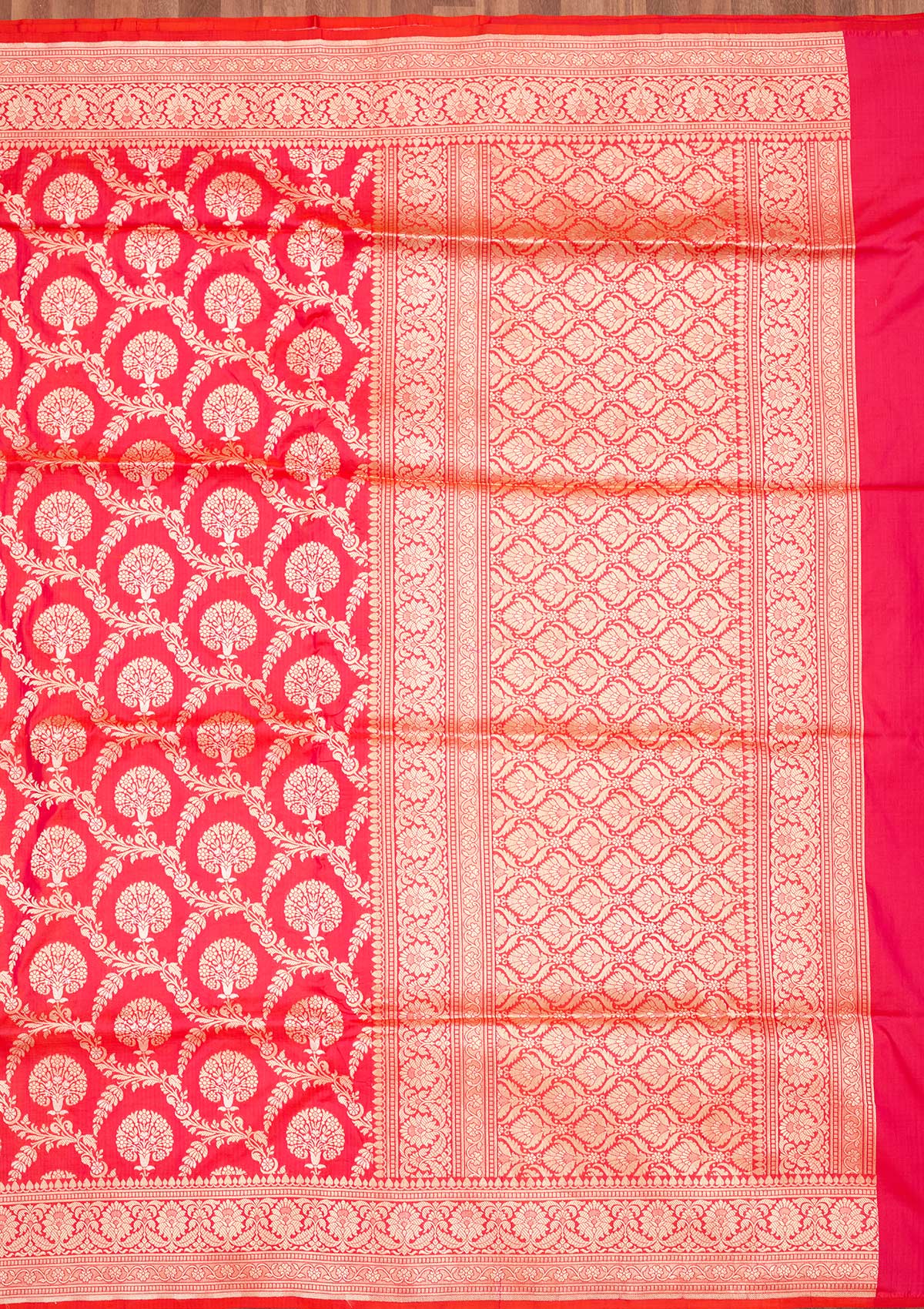 Magenta Pink Zariwork Pure Silk Saree