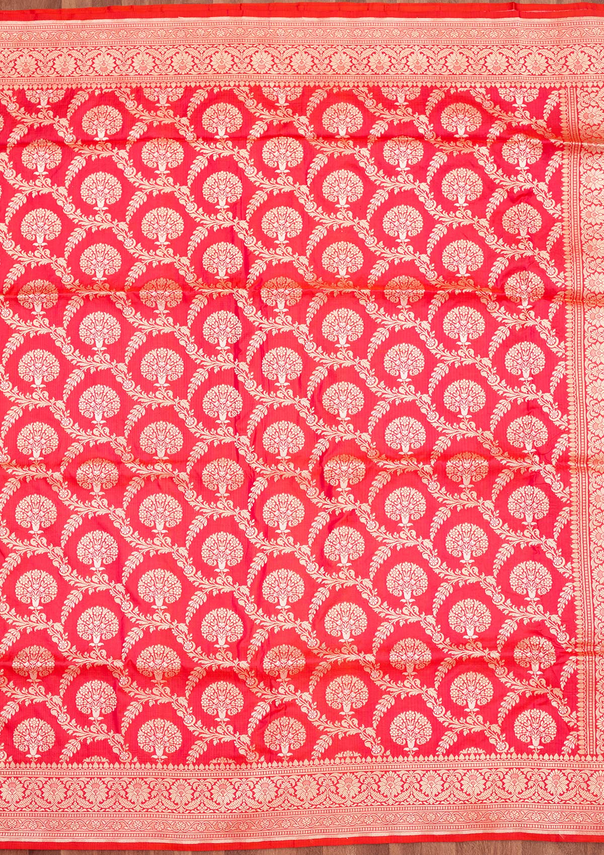 Magenta Pink Zariwork Pure Silk Saree