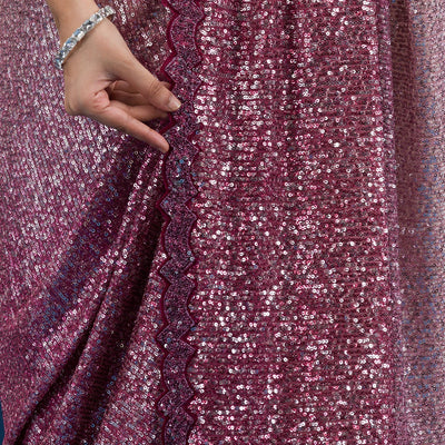 Maroon Sequins Georgette Saree