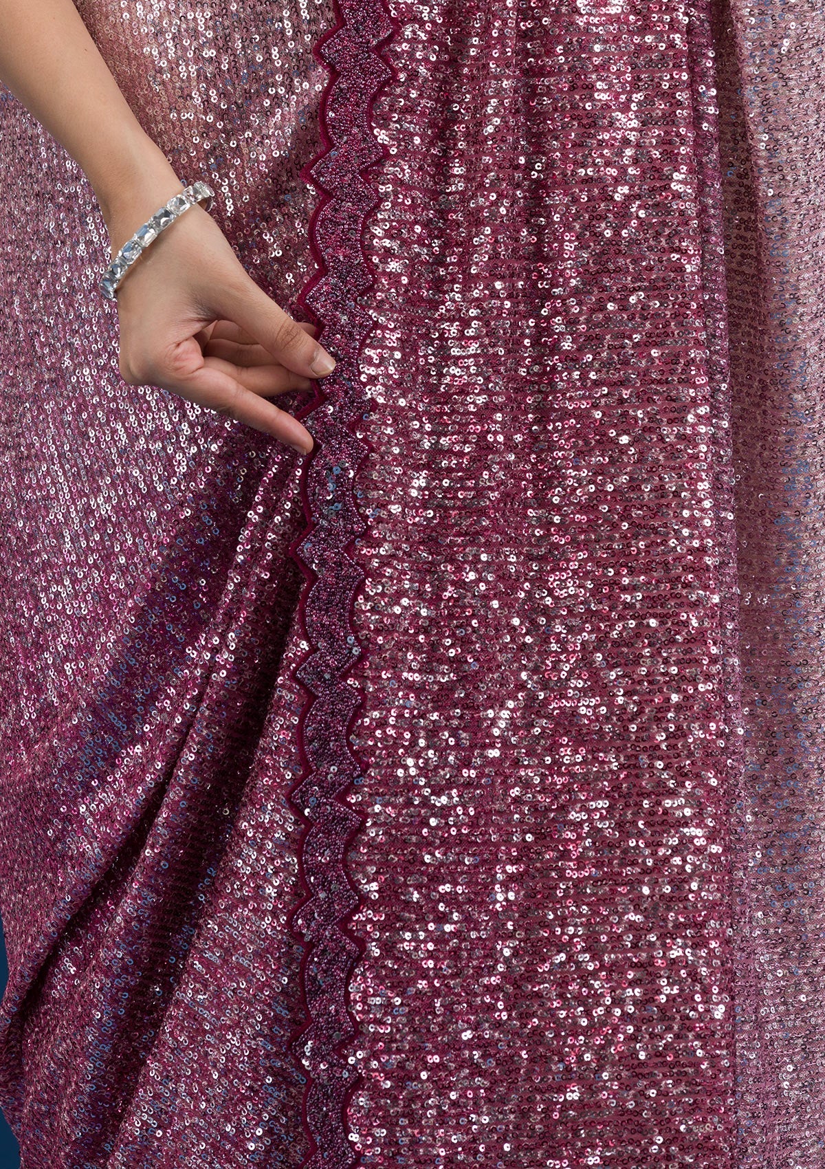 Maroon Sequins Georgette Saree