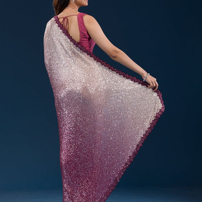 Maroon Sequins Georgette Saree