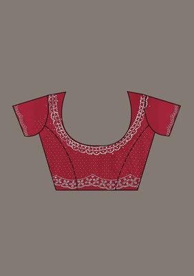 Maroon Swarovski Satin Saree