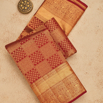 Maroon Zariwork Pure Silk Saree