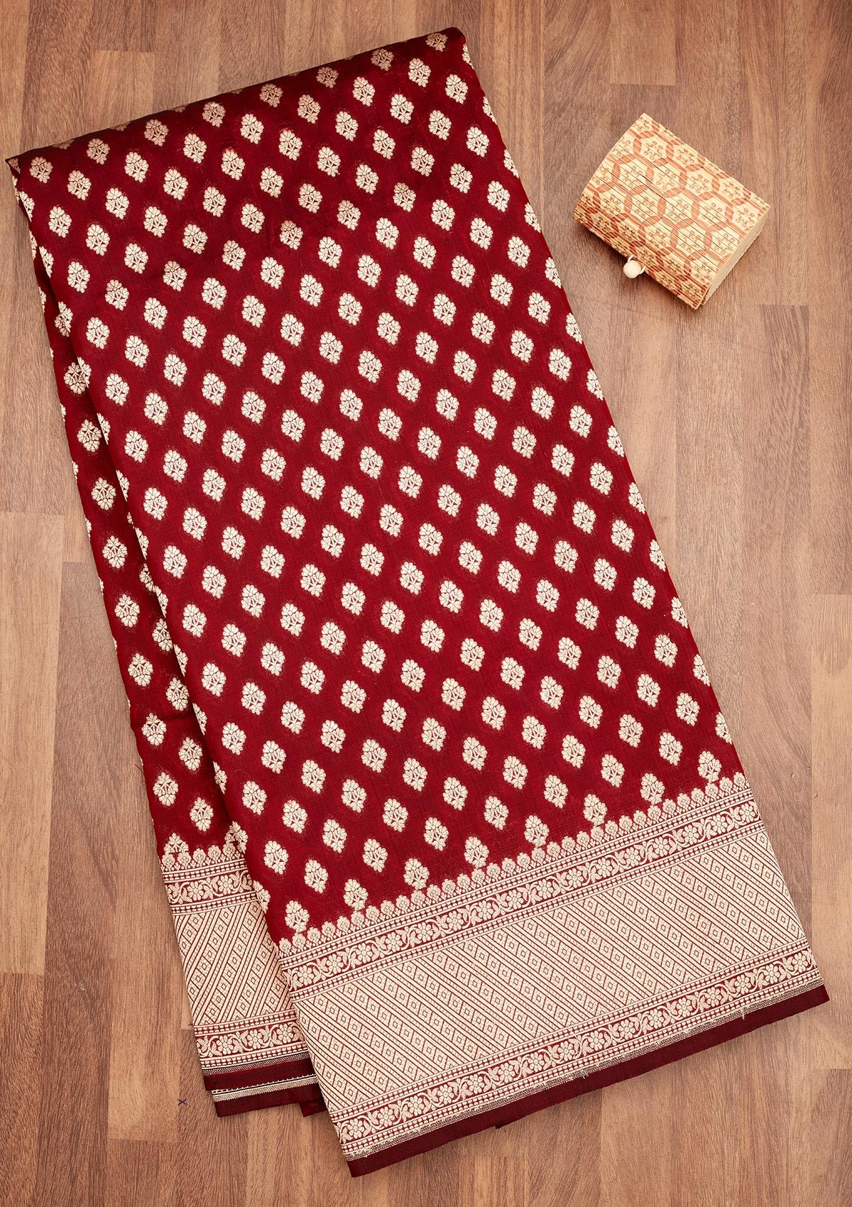 Maroon Zariwork Pure Silk Saree