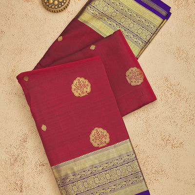 Maroon Zariwork Pure Silk Saree