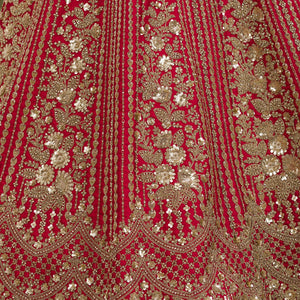 Maroon Zariwork Raw Silk Readymade Lehenga