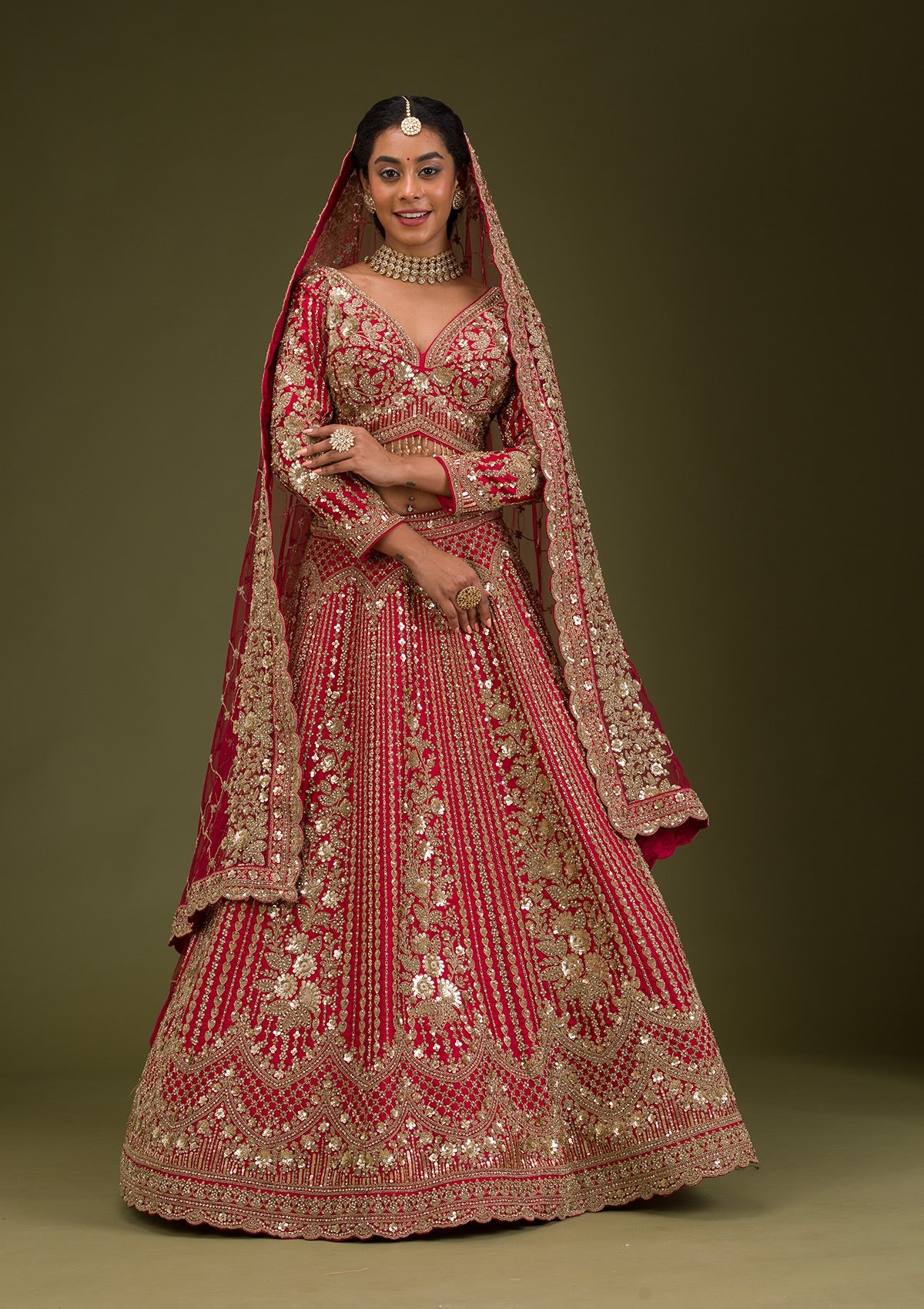 Maroon Zariwork Raw Silk Readymade Lehenga