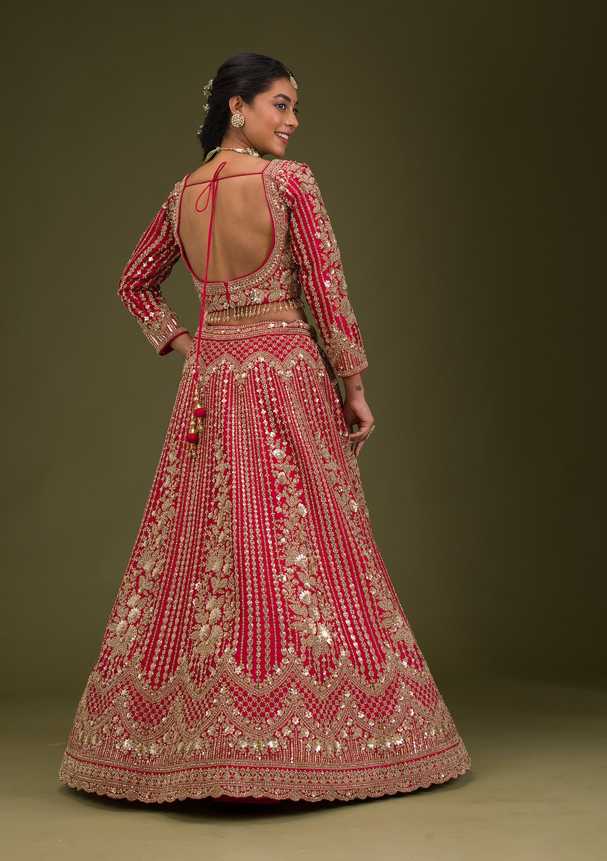 Maroon Zariwork Raw Silk Readymade Lehenga