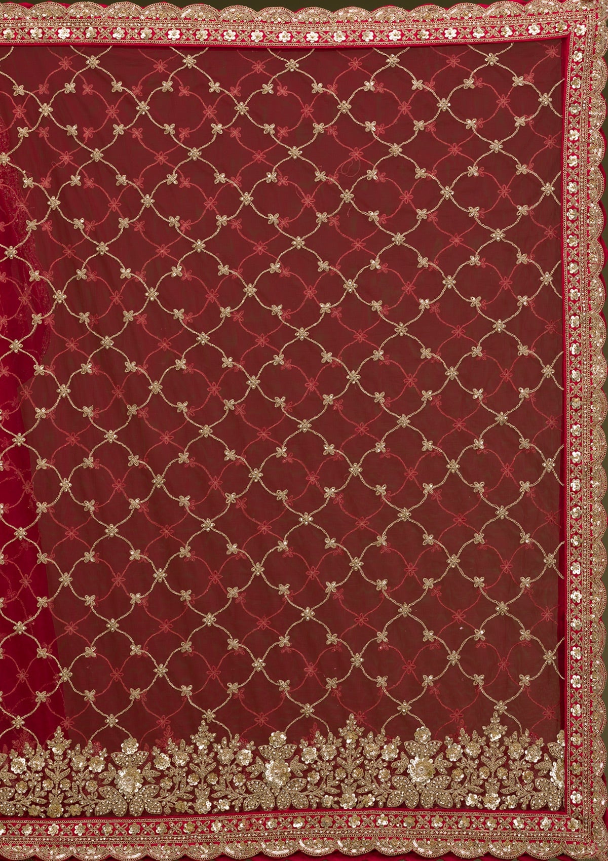 Maroon Zariwork Raw Silk Readymade Lehenga