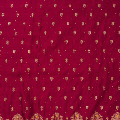 Maroon Zariwork Raw Silk Unstitched Salwar Suit
