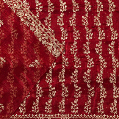 Maroon Zariwork Semi Crepe Unstitched Salwar Suit