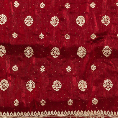 Maroon Zariwork Semi Crepe Unstitched Salwar Suit