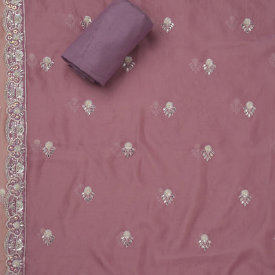 Mauve Sequins Organza Unstitched Salwar Suit