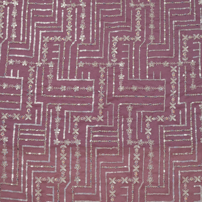 Mauve Sequins Organza Unstitched Salwar Suit