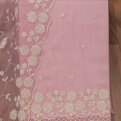 Mauve Threadwork Chiffon Unstitched Salwar Suit