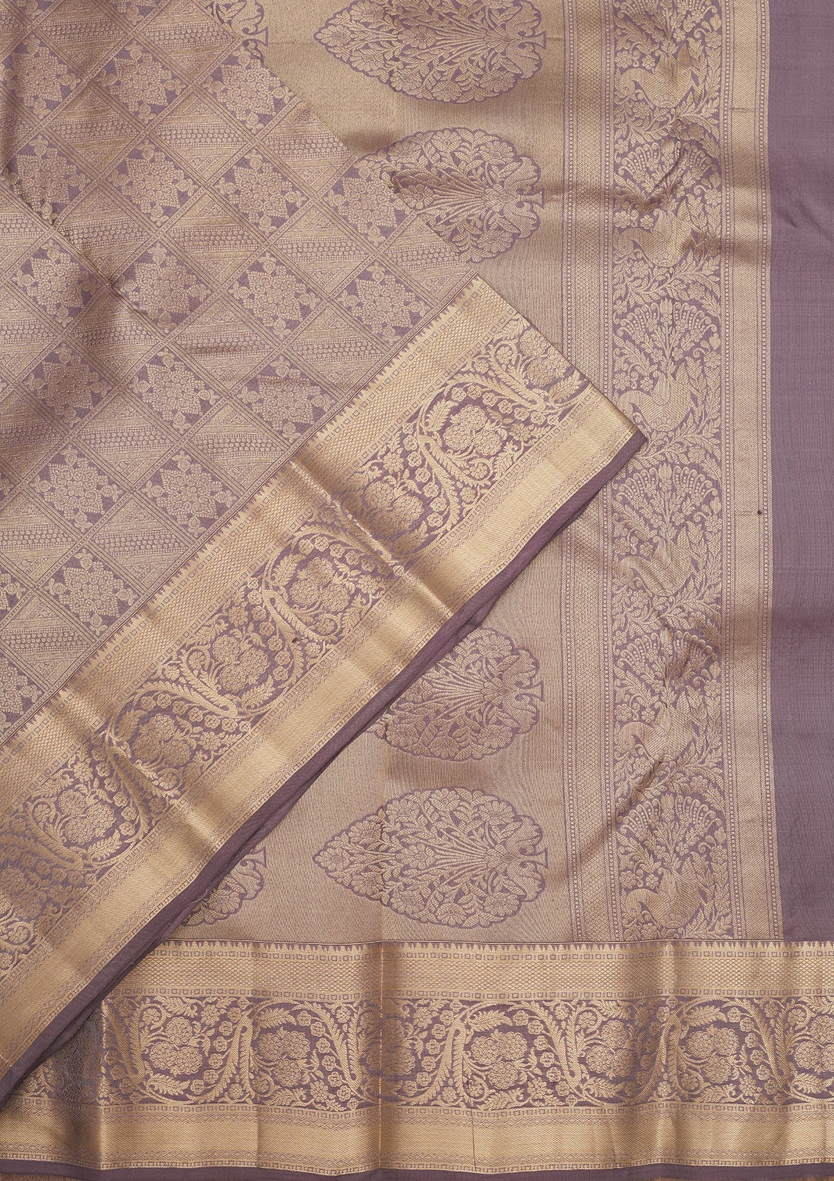 Mauve Zariwork Pure Silk Saree